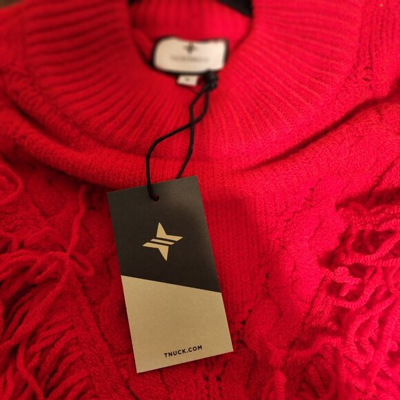 Tuckernuck Red Fringe Caswell Sweater NWT Med - Picture 9 of 11